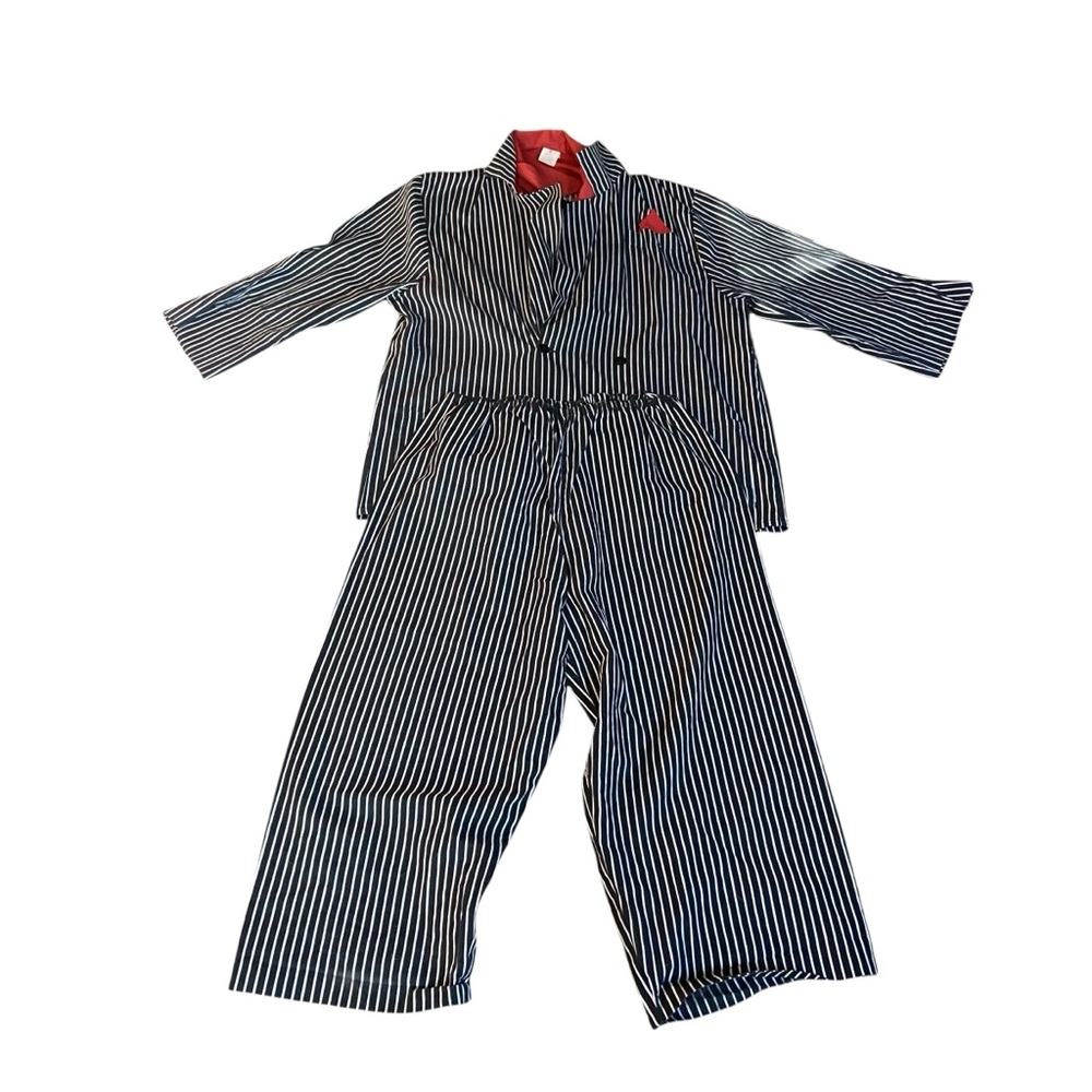 Vintage Rubie’s X-Large Mob Boss Gangster Halloween Costume Unisex Striped Suit